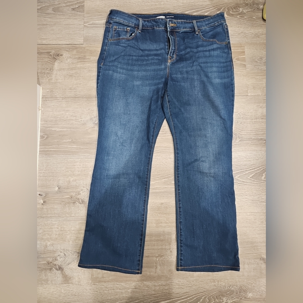 Old Navy Ultra Low Rise Bootcut Jeans Womens 16 Short Blue Stretch Cowgirl Denim